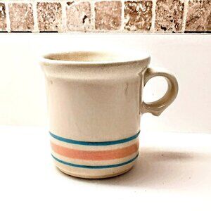 Vintage McCoy Pottery Coffee Mug ~ Blue & Pink Stripe ~ 3.5", 11 Oz  1970's USA